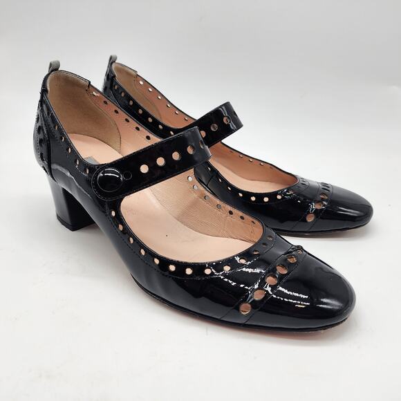 SJP Sarah Jessica Parker Tartt Pierce Black Patent Mary Jane Heel EU 35.5 US 5.5 - Picture 1 of 8